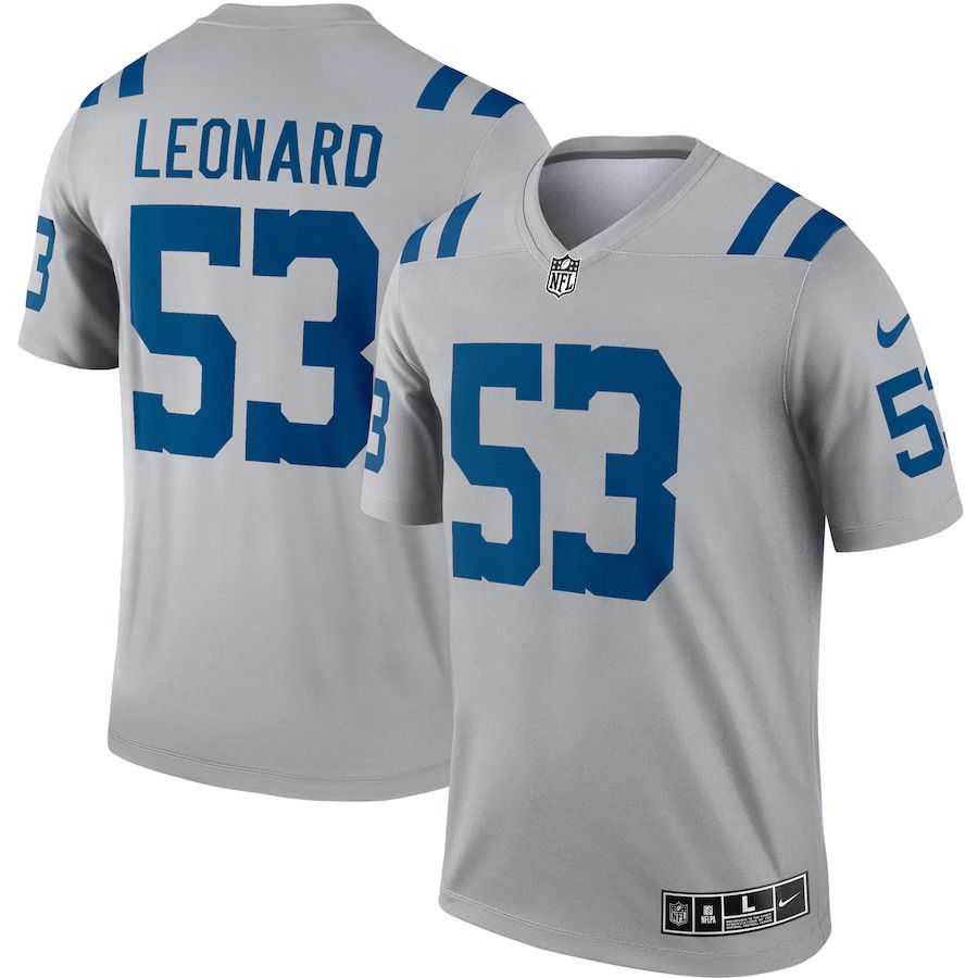 Men Indianapolis Colts 53 Darius Leonard Nike Gray Inverted Legend NFL Jersey